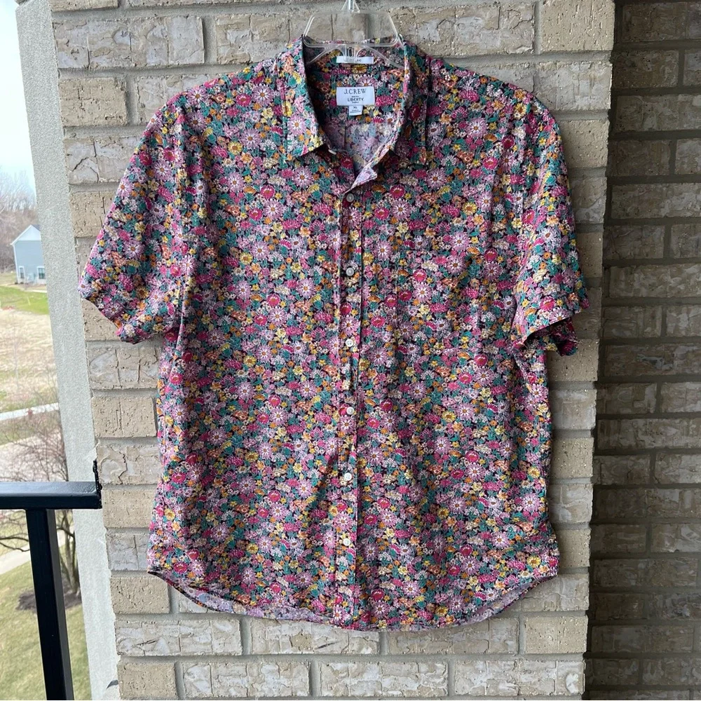 J. Crew Short-sleeve point-collar shirt in Liberty® print